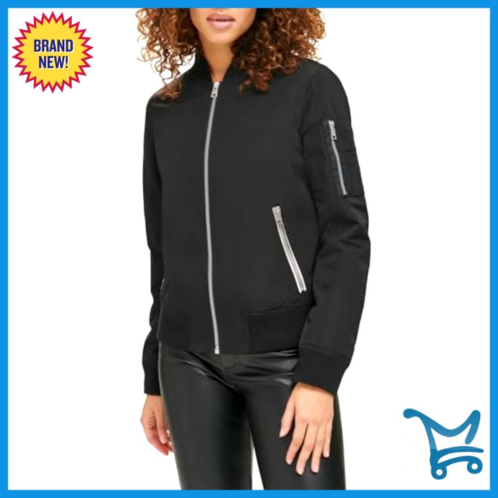 Bomber Jacket Lightweight Polyester Rib Knit Trim… - image 3